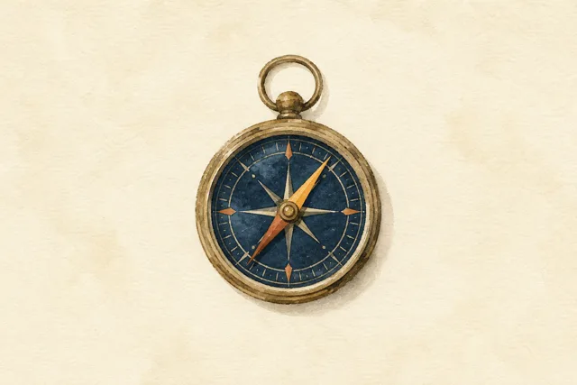Watercolor illustration of a compass