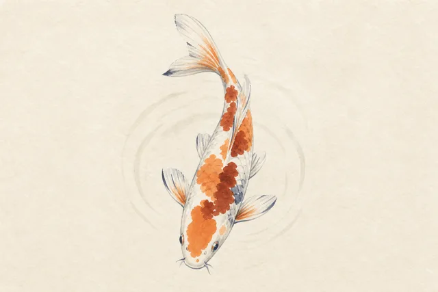 Watercolor illustration of a koi fish